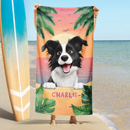 Pet Lovers,Pet Mom,Pet Dad,Dog Lovers,Dog Mom,Dog Dad,Beach,Summer - Tropical Dogs Make Life Better - Personalized Beach Towel