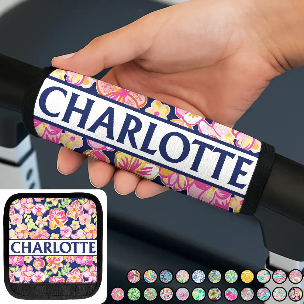 Tropical Pattern Name - Personalized Luggage Handle Wrap