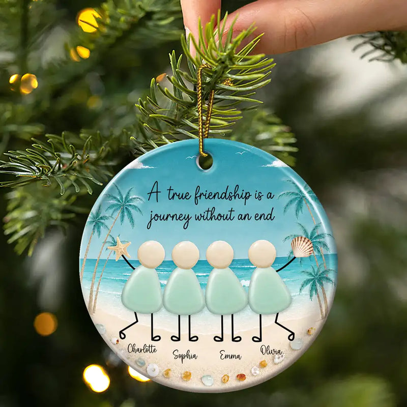 Sentimental, Gift For Bestie, Christmas, Icon - True Friends Are Like Sea Glass Friendship - Personalized Circle Ceramic Ornament