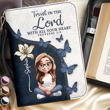 Trust In The Lord With Birth Month Flower - Personalized Bible Cover