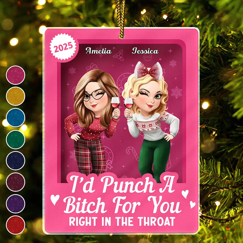 Gift For Bestie,Gift For Sisters,Happy,Christmas - Turban Besties Right In The Throat Toy Box - Personalized Custom Shaped Acrylic Ornament