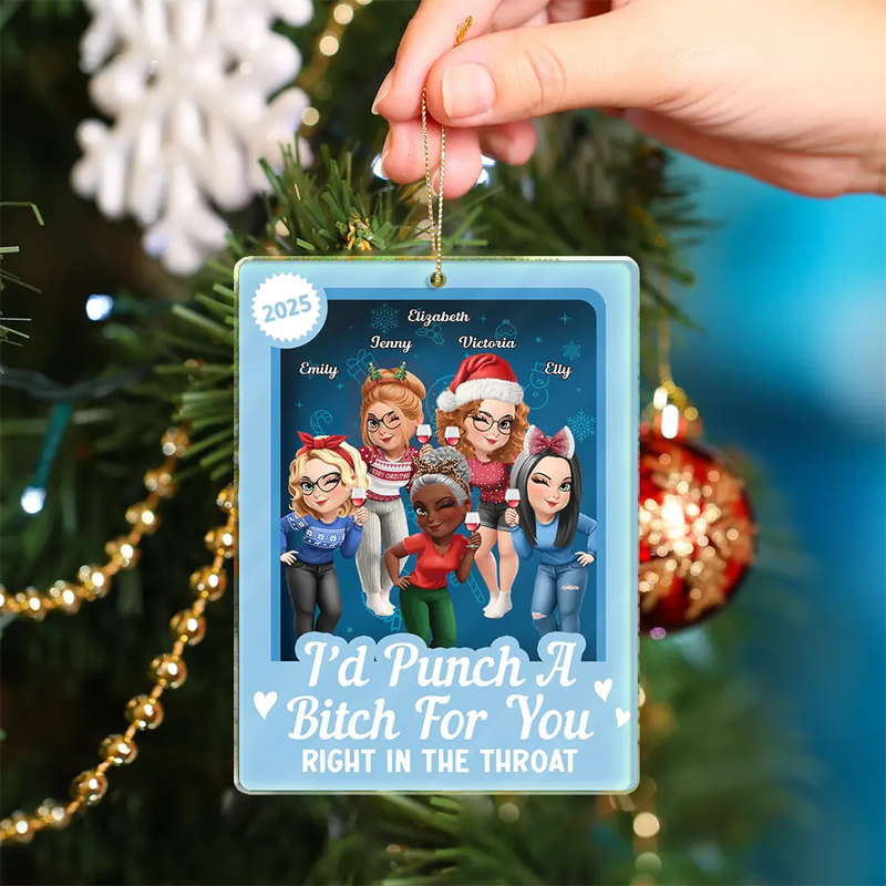 Gift For Bestie,Gift For Sisters,Happy,Christmas - Turban Besties Right In The Throat Toy Box - Personalized Custom Shaped Acrylic Ornament