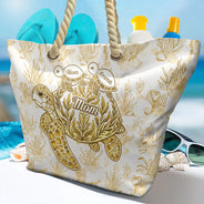Gift For Grandma, Summer, Adorable, Icon - Turtle Grandma Mom And Kids - Personalized Beach Bag