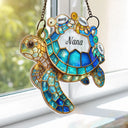 Grandma - Grandkids,Gift For Grandma,Gift For Mother,Happy,Top Market - Turtle Stained Glass Mom Grandma - Personalized Window Hanging Suncatcher Ornament
