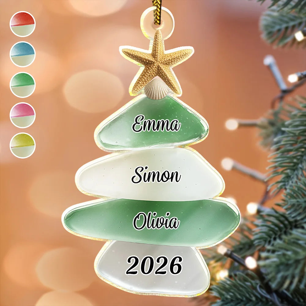 3D Sea Glass Christmas Tree - Personalized Custom Shaped Acrylic Ornament