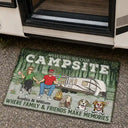 Camping Couple Welcome To Our Campsite - Gift For Dog Lovers - Personalized Custom Doormat