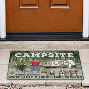 Camping Couple Welcome To Our Campsite - Gift For Dog Lovers - Personalized Custom Doormat