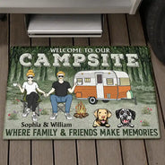 Camping Couple Welcome To Our Campsite - Gift For Dog Lovers - Personalized Custom Doormat
