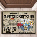 Grab A Beer And Shut The Hell Up - Anniversary, Loving Gifts For Couples, Husband, Wife, Camping Lovers - Personalized Doormat