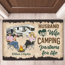 Camping Partners For Life Husband Wife Camping Couple - Personalized Custom Doormat