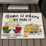Home Is Where We Park It - Gift For Camping Lovers - Personalized Custom Doormat