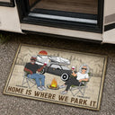 Home Is Where We Park It - Family Gifts For Couples, Husband, Wife, Camping Lovers - Personalized Doormat