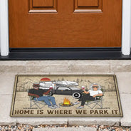 Home Is Where We Park It - Family Gifts For Couples, Husband, Wife, Camping Lovers - Personalized Doormat