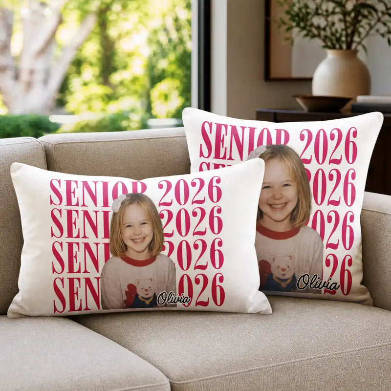 Graduation,Happy,Photo,Proud - Custom Photo Senior Vintage Portrait - Personalized Pillow