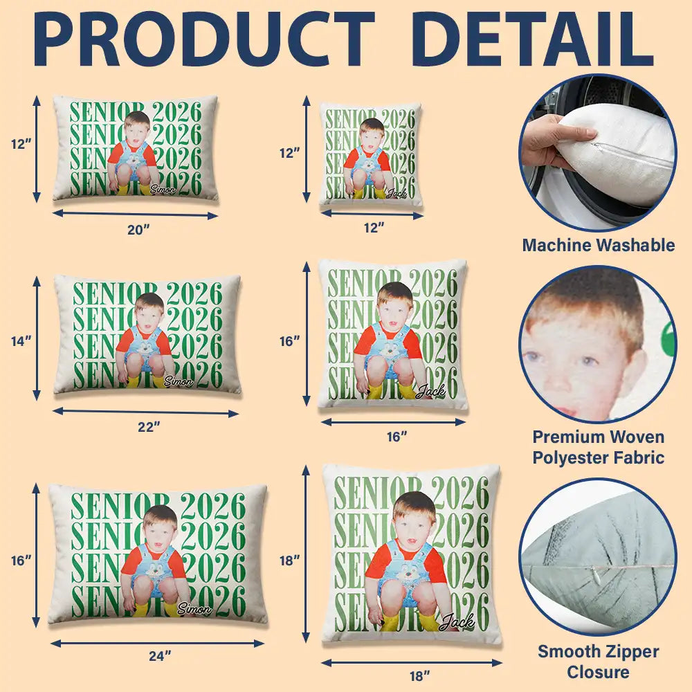 Graduation,Happy,Photo,Proud - Custom Photo Senior Vintage Portrait - Personalized Pillow