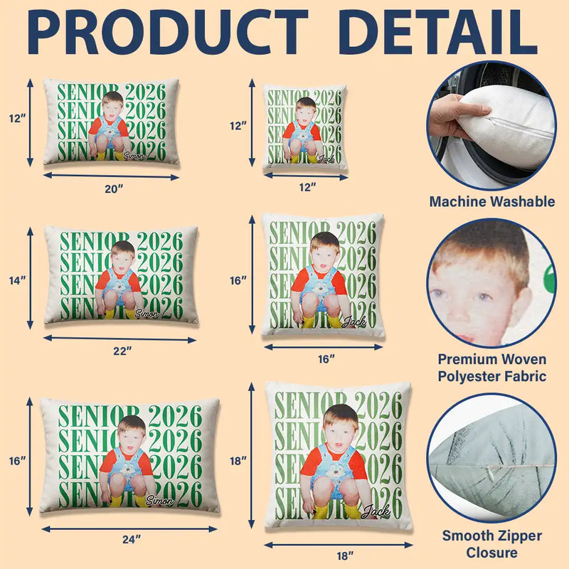 Graduation,Happy,Photo,Proud - Custom Photo Senior Vintage Portrait - Personalized Pillow