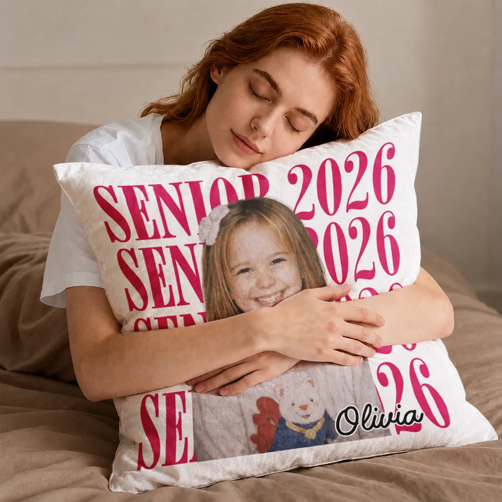 Graduation,Happy,Photo,Proud - Custom Photo Senior Vintage Portrait - Personalized Pillow