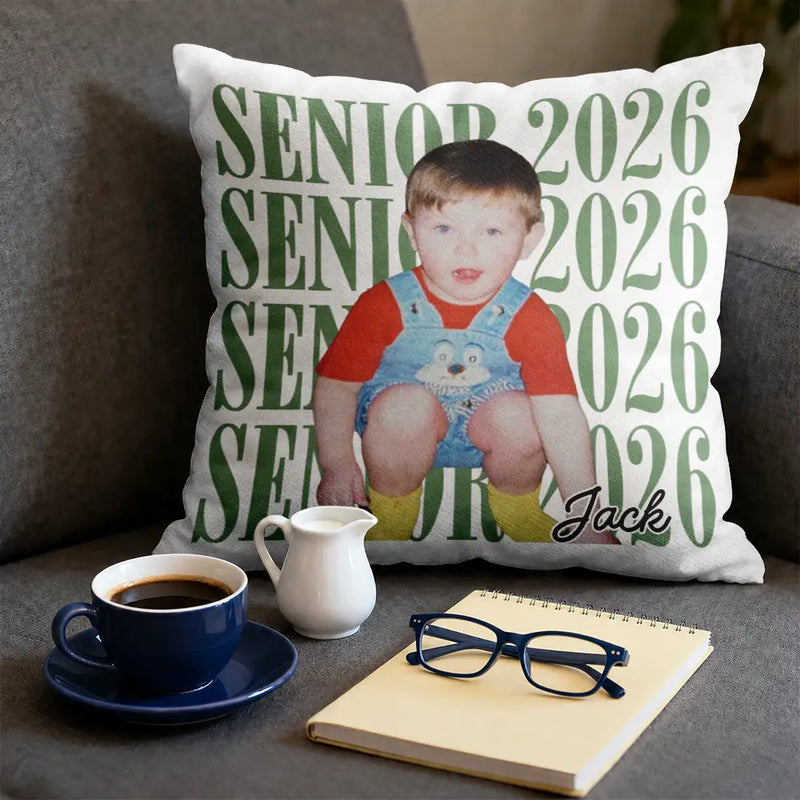 Graduation,Happy,Photo,Proud - Custom Photo Senior Vintage Portrait - Personalized Pillow