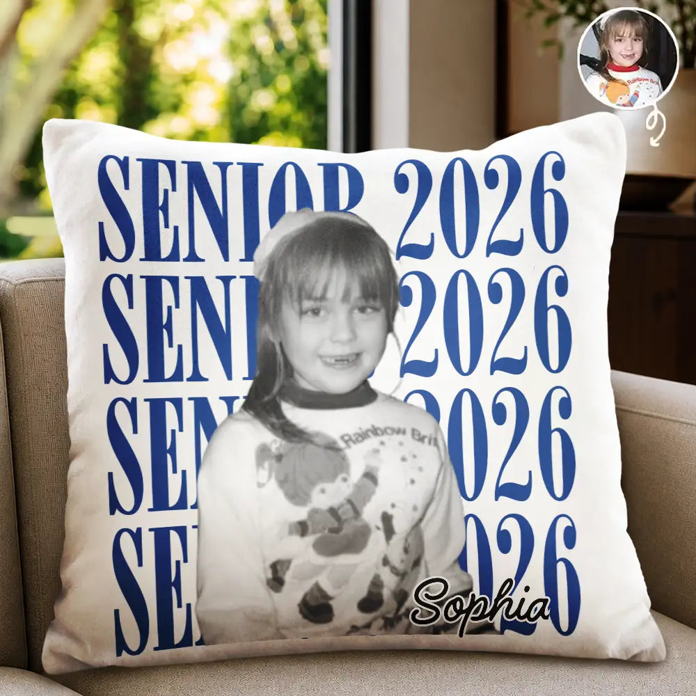 Custom Photo Senior Vintage Portrait - Personalized Pillow