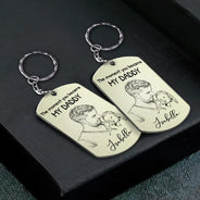 Gift For Son,Mom - Sons,Dad - Sons,Happy - Custom Photo Pencil Sketch The Moment You Became My Dad - Personalized Aluminum Keychain