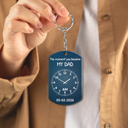 Gift For Son,Mom - Sons,Dad - Sons,Happy - Custom Photo Pencil Sketch The Moment You Became My Dad - Personalized Aluminum Keychain
