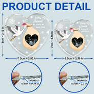 Christmas,New Mom,Pregnant Mom,Family,Happy - Custom Photo Sweet Baby Arriving Stork Pregnancy Announcement - Personalized Heart Shaped Glass Ornament