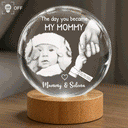 New Dad,New Mom,New baby,Gift For Father,Gift For Mother,Happy,Photo - Custom Photo The Day You Became My Mom Dad Holding Hands - Personalized Crystal Globe Lamp