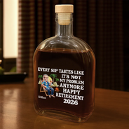 Retirement,Beach,Gift For Yourself,Happy - The Legend Has Retired 3D Effect - Personalized Whiskey Bottle