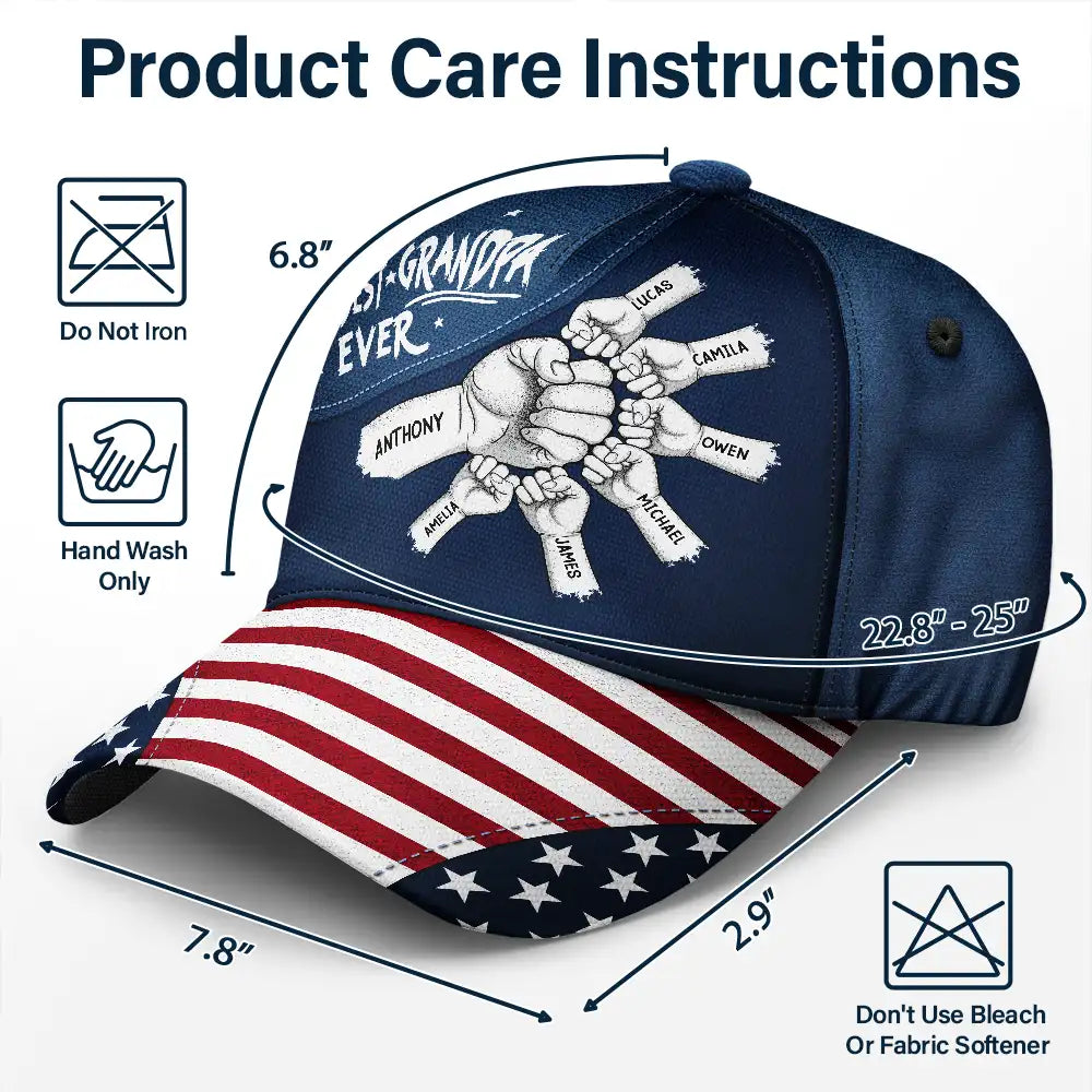 Gift For Husband,Parents,Gift For Yourself,Gift For Men,Gift For Grandpa,Gift For Father,Independence Day,Icon,Proud - US Flag Fist Bump Best Dad Ever - Personalized Classic Cap