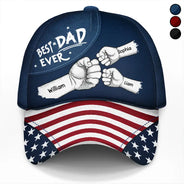 Gift For Husband,Parents,Gift For Yourself,Gift For Men,Gift For Grandpa,Gift For Father,Independence Day,Icon,Proud - US Flag Fist Bump Best Dad Ever - Personalized Classic Cap