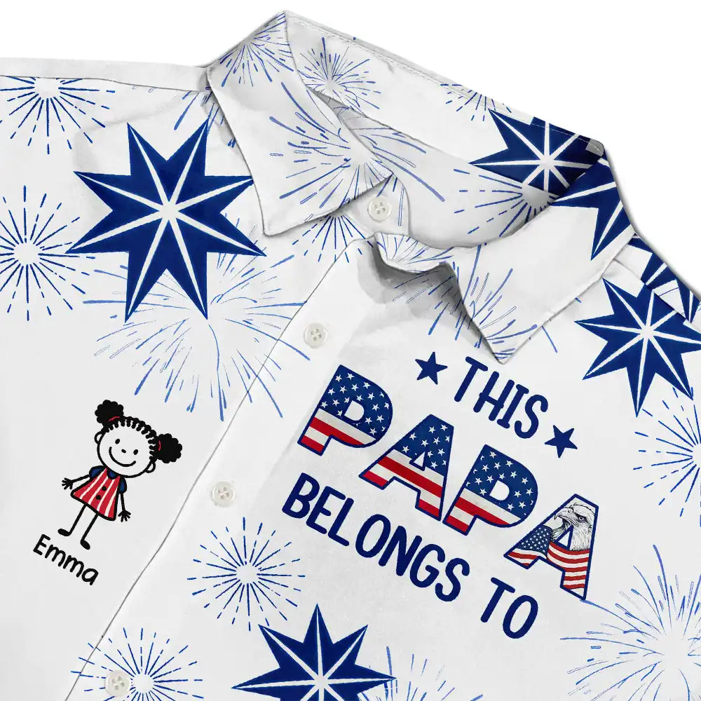 Gift For Husband,Parents,Gift For Yourself,Gift For Men,Gift For Grandpa,Gift For Father,Independence Day,Summer,Icon,Playful - US Flag My Heart Belongs To My Kids - Personalized Hawaiian Shirt