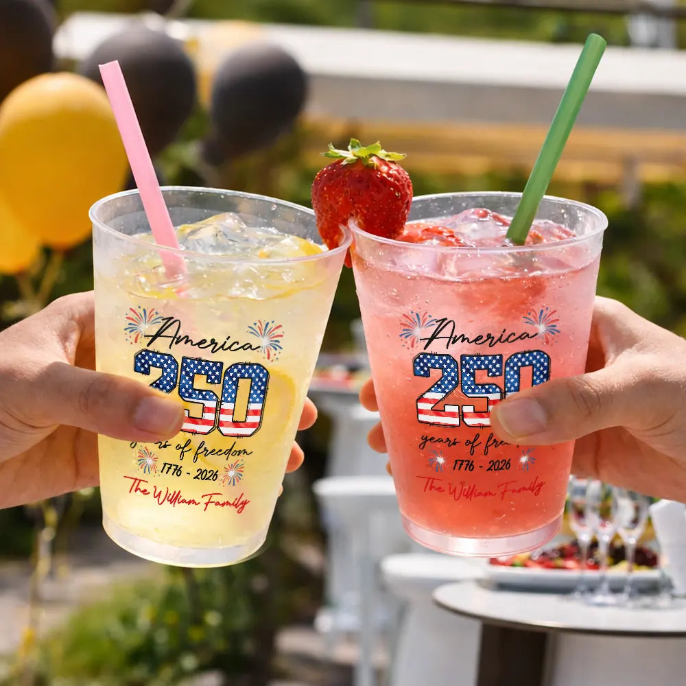 Independence Day,Family,America 250th,Proud - USA 250th Anniversary Family Celebrate - Personalized Frosted Cups