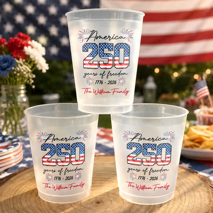 USA 250th Anniversary Family Celebrate - Personalized Frosted Cups