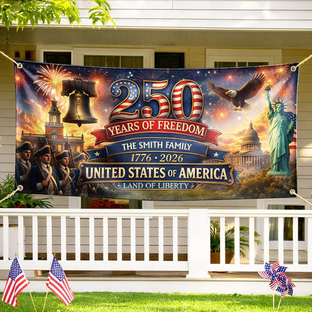 USA 250th Anniversary Land Of Liberty - Personalized Horizontal Banner