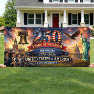 Family,Parents,Happy,America 250th - USA 250th Anniversary Land Of Liberty - Personalized Horizontal Banner