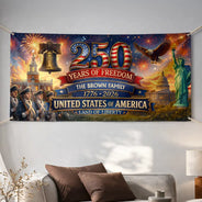 Family,Parents,Happy,America 250th - USA 250th Anniversary Land Of Liberty - Personalized Horizontal Banner