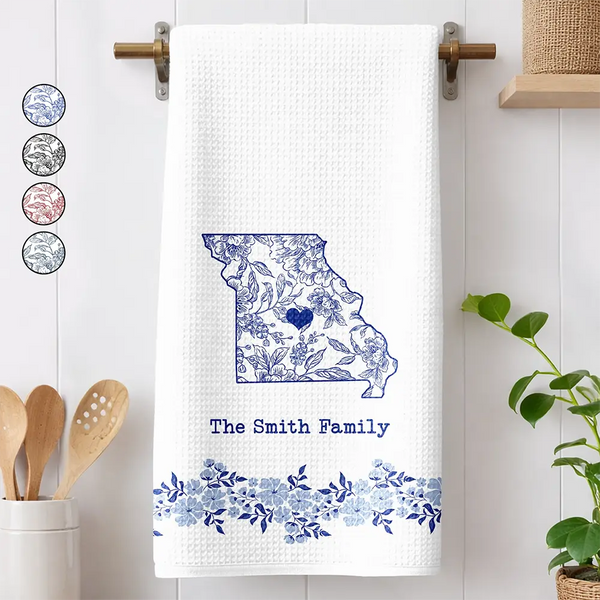 Independence Day,America 250th,Family,Parents,Gift For Grandparents,Icon,Proud - US Family States - Personalized Kitchen Towel