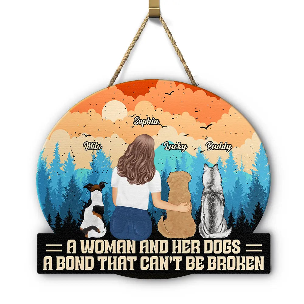 Unbreakable Bond Dog Mom Dog Dad - Personalized Custom Shaped Wood Sign