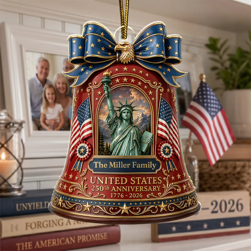 America 250th, Independence Day, Top Market, Family, Proud, Custom Text - United States 250th Anniversary - Personalized Custom Shaped Acrylic Ornament