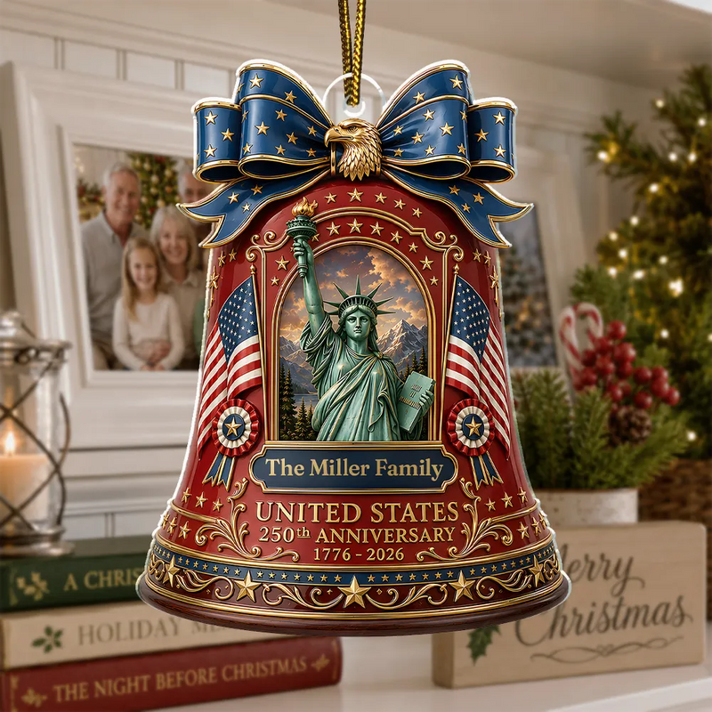 America 250th, Independence Day, Top Market, Family, Proud, Custom Text - United States 250th Anniversary - Personalized Custom Shaped Acrylic Ornament