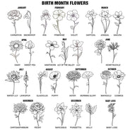 Birth Month Flowers Sketch Bloom Where You're Planted - Personalized Custom Shaped Leather Keychain
