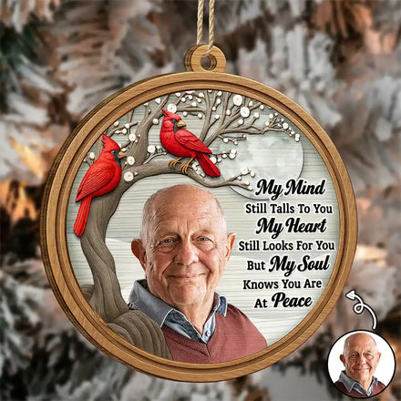 Custom Photo My Mind Still Talks to You 3D Effect - Personalized Custom Shaped Wooden Ornament