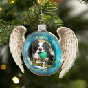 Memorial,Pet Lovers,Custom Photo,Sad,Christmas - Custom Photo Angel Wings Paw Pet Memorial Forever Loved - Personalized Custom Shaped Glass Ornament