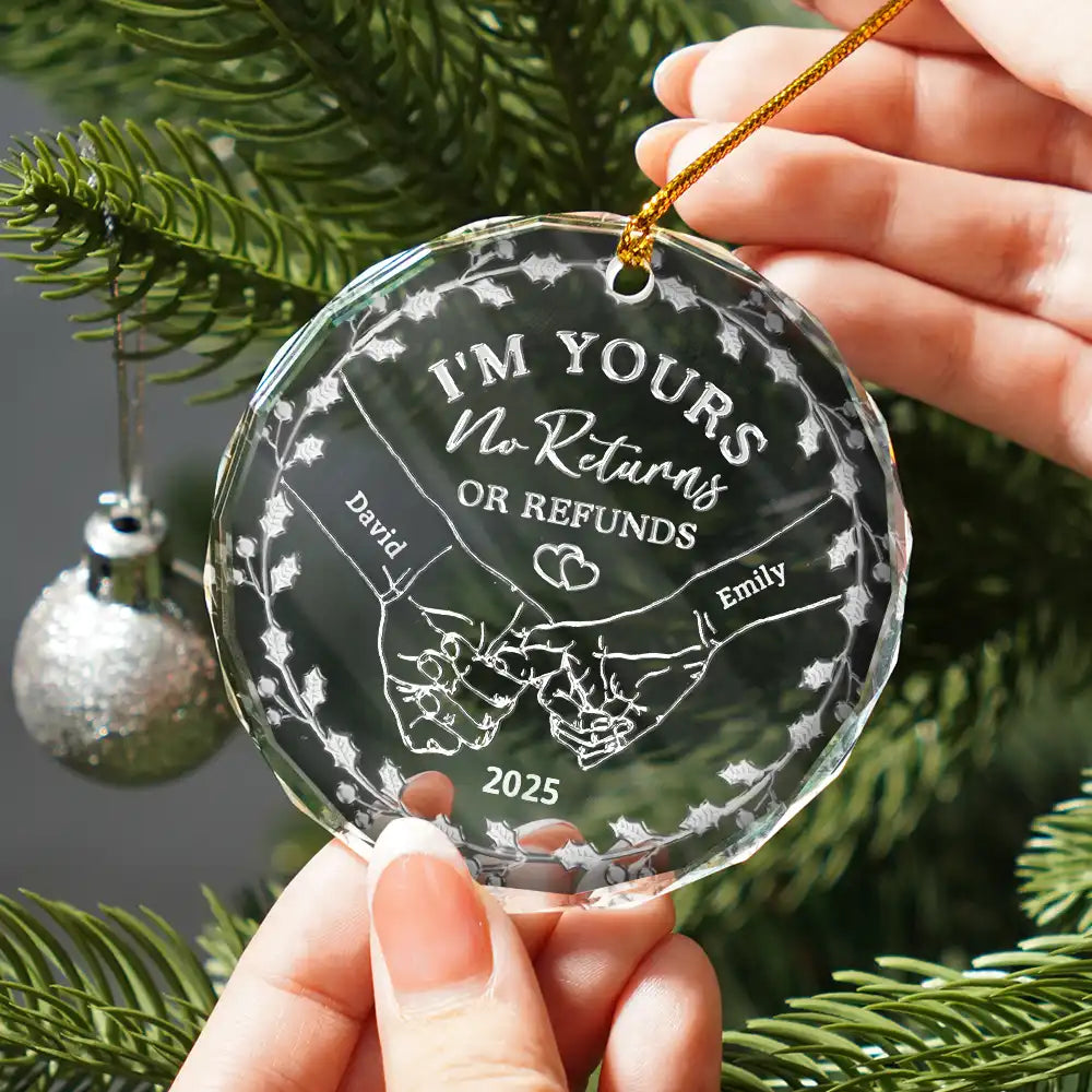 Gift For Couples,Gift For Husband,Gift For Wife,Gift For Boyfriend,Gift For Girlfriend,LGBT,Married ,Engaged,Love,Christmas - Couple Holding Hands We Got This - 3D Silver Effect Printed, Personalized Circle Glass Ornament