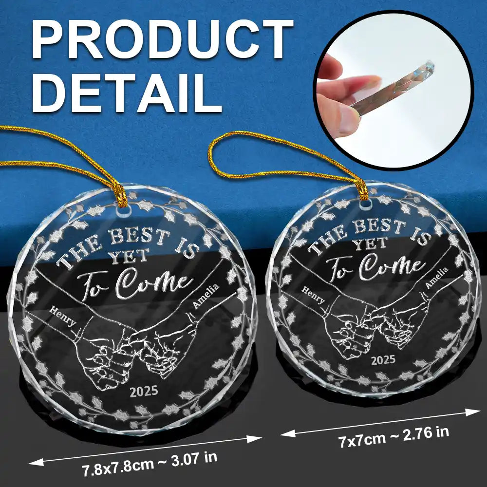 Gift For Couples,Gift For Husband,Gift For Wife,Gift For Boyfriend,Gift For Girlfriend,LGBT,Married ,Engaged,Love,Christmas - Couple Holding Hands We Got This - 3D Silver Effect Printed, Personalized Circle Glass Ornament