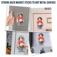 Custom Photo,Art Design,Family,Humorous,Photo - Belly Pose Cartoon Figure - Custom Photo Cartoon Funny Belly Character Family Members - Personalized Squishy Acrylic Fridge Magnet