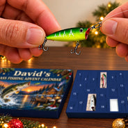 Christmas, Custom Text, Fishing, Happy - Fishing Gift For Husband And Son, Daughter - Personalized Custom Name Christmas Countdown Box Advent Calendar