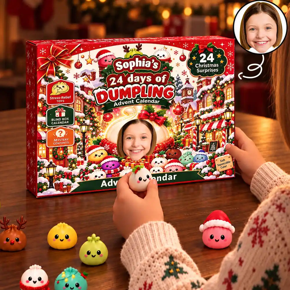 Squishy 24 Days Of Dumpling Festive Gift For Kids - Personalized Custom Photo Christmas Countdown Advent Calendar