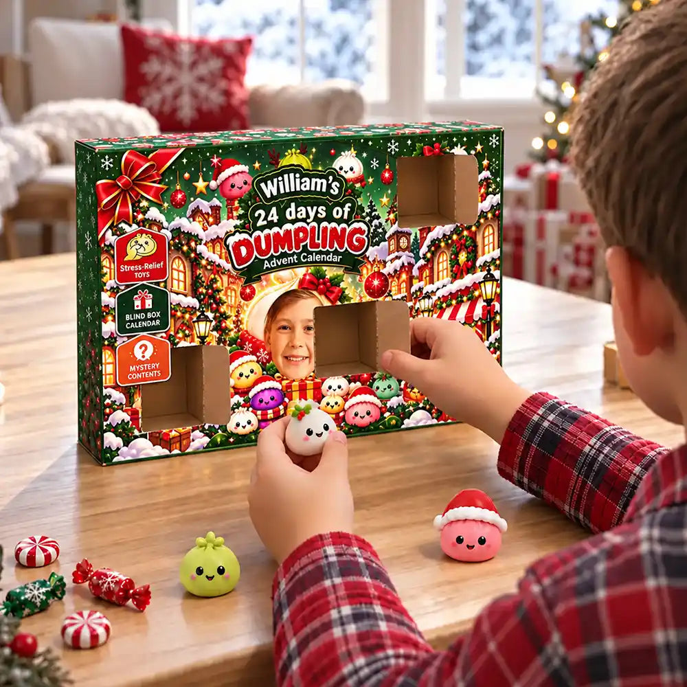 Adorable,Christmas,Custom Photo,Cut-Face Photo,Gift For Kids - Squishy 24 Days Of Dumpling Festive Gift For Kids - Personalized Custom Photo Christmas Countdown Advent Calendar