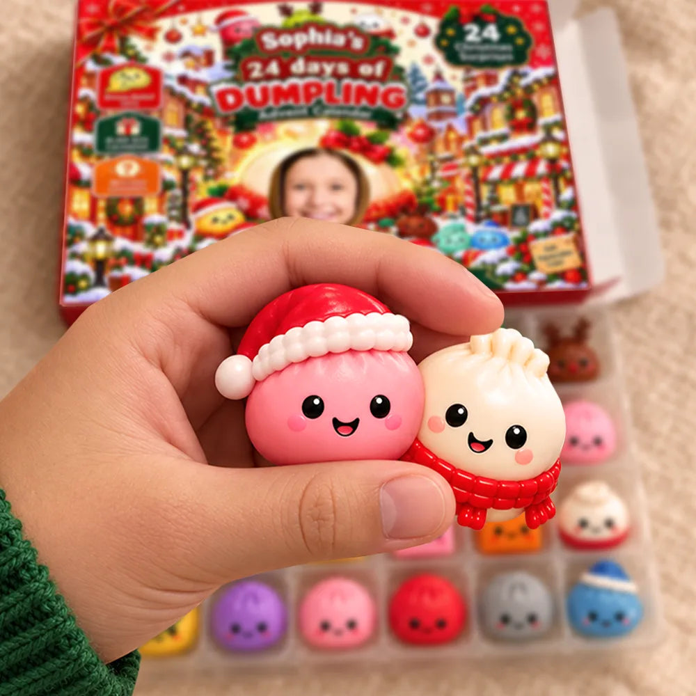 Adorable,Christmas,Custom Photo,Cut-Face Photo,Gift For Kids - Squishy 24 Days Of Dumpling Festive Gift For Kids - Personalized Custom Photo Christmas Countdown Advent Calendar